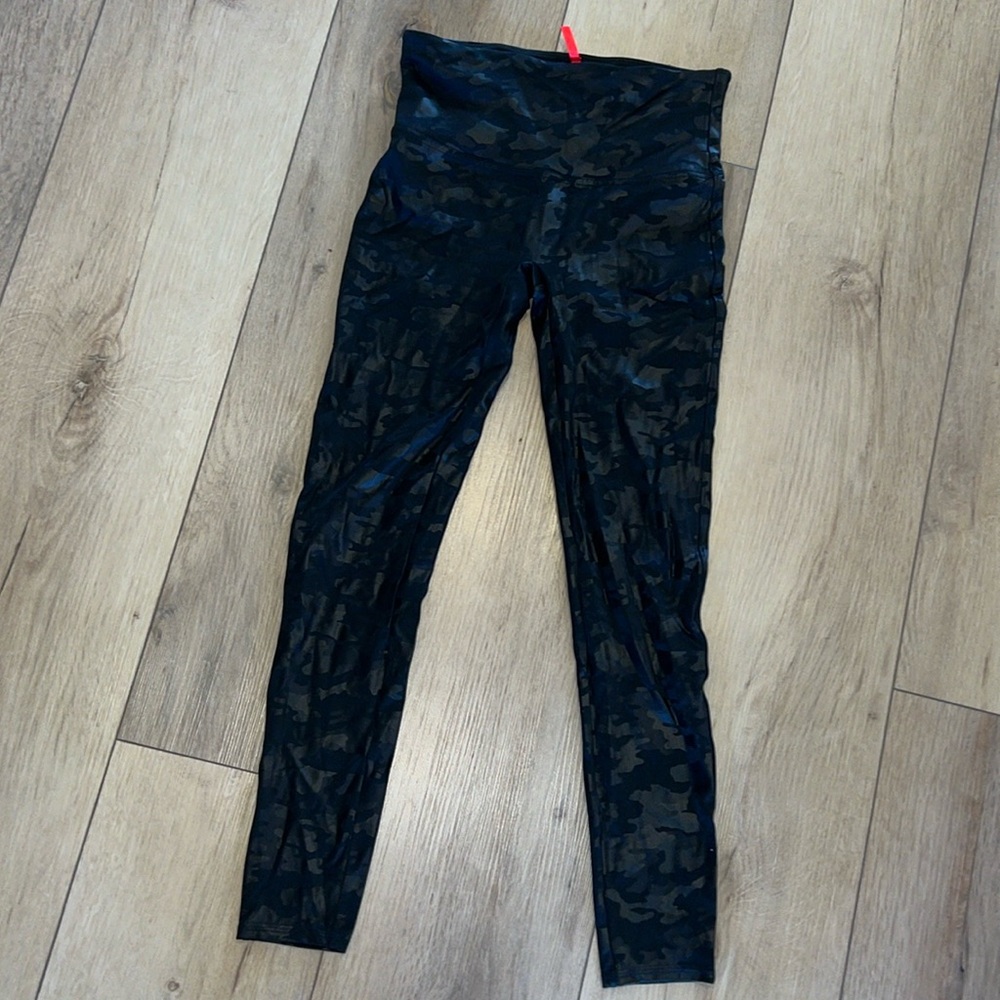 Spanx faux leather camo leggings